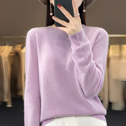 Pull Col Rond Coupe Sophistiquée pour Femme