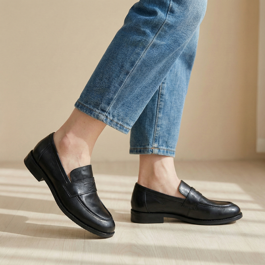 Mocassins en Cuir Style Rétro pour Femme