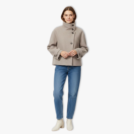 Manteau Ample Col Montant Détail Boucle pour Femme