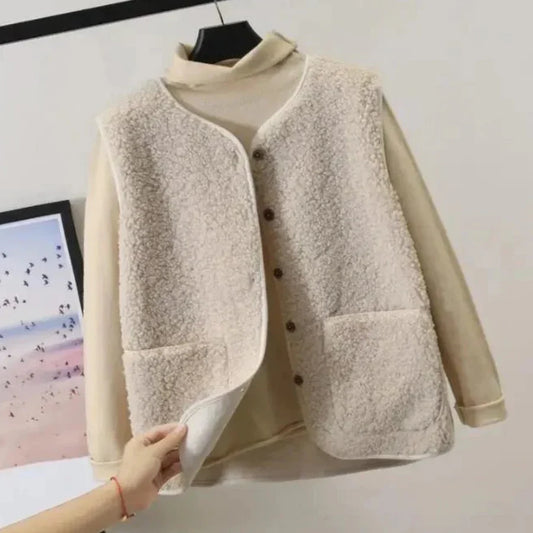 Gilet Sans Manches Boutonné Coupe Ajustée pour Femme