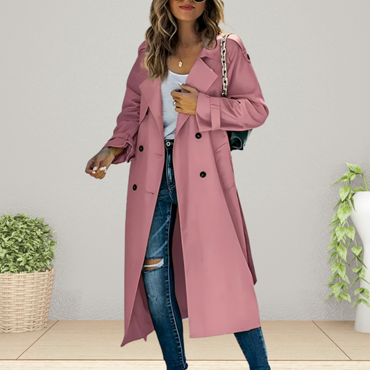 Trench-Coat Mi-Saison Col Rabattu pour Femme