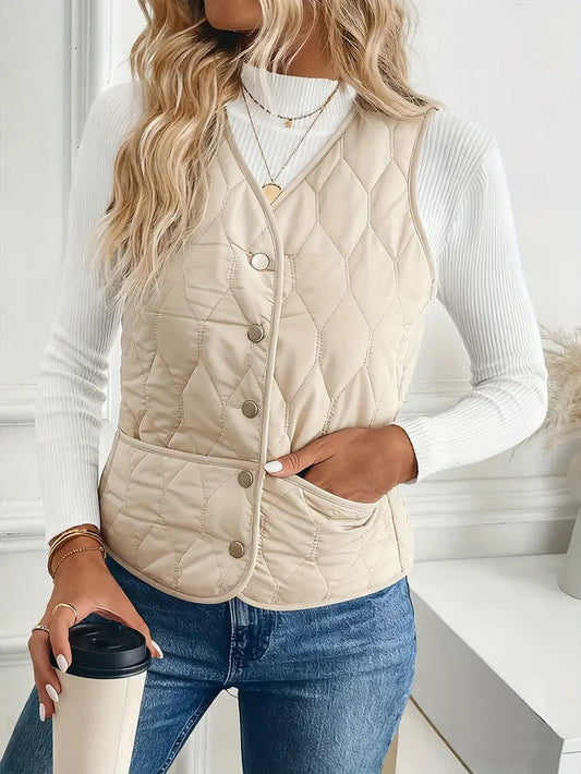 Gilet Matelassé Losange Doublure Sherpa pour Femme