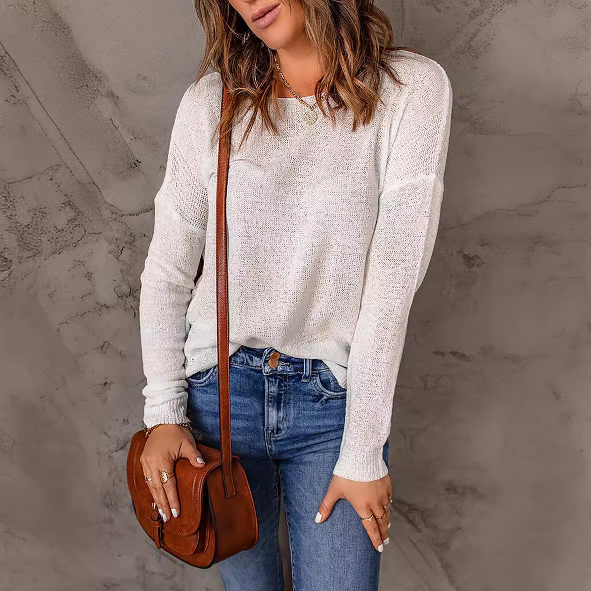 Pull en Laine Col Rond Coupe Ample pour Femme