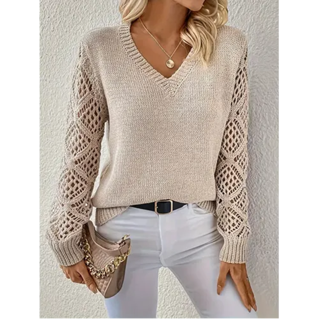 Pull Col en V Manches Longues pour Femme