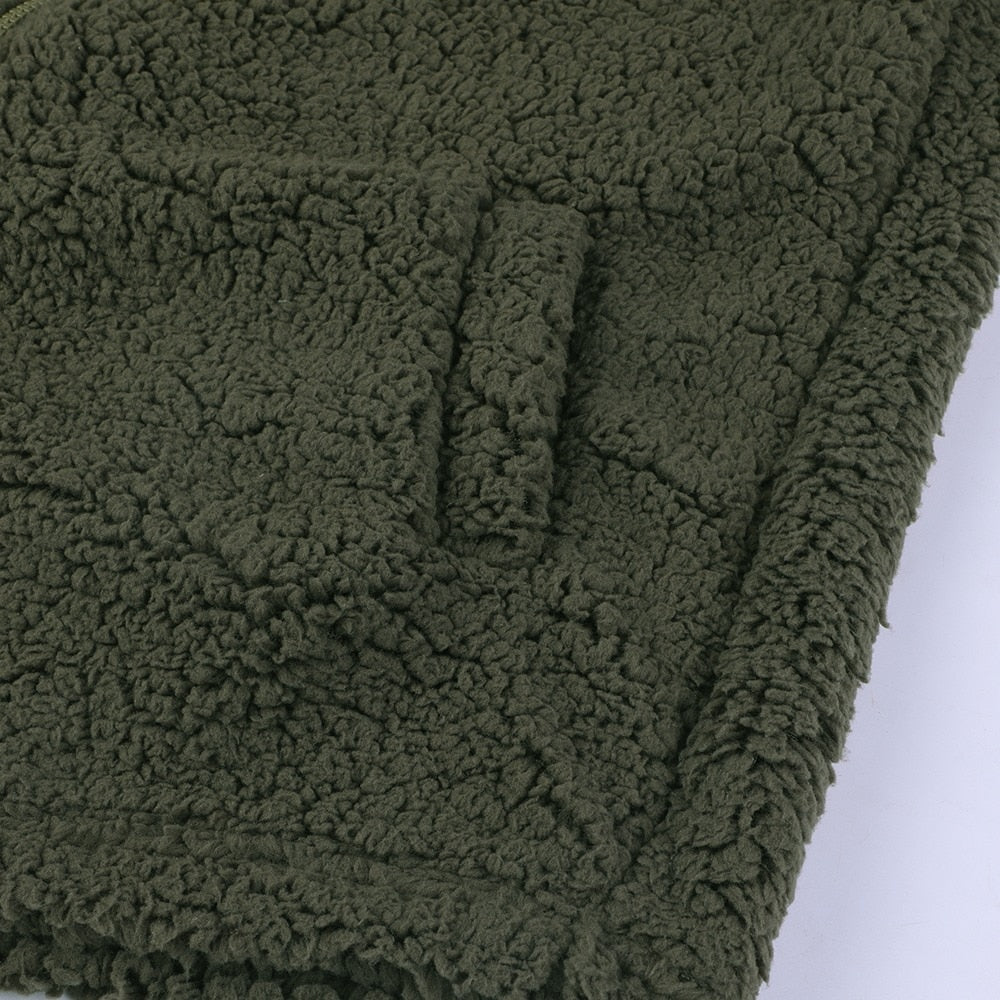 Veste Effet Teddy à Capuche pour Femme