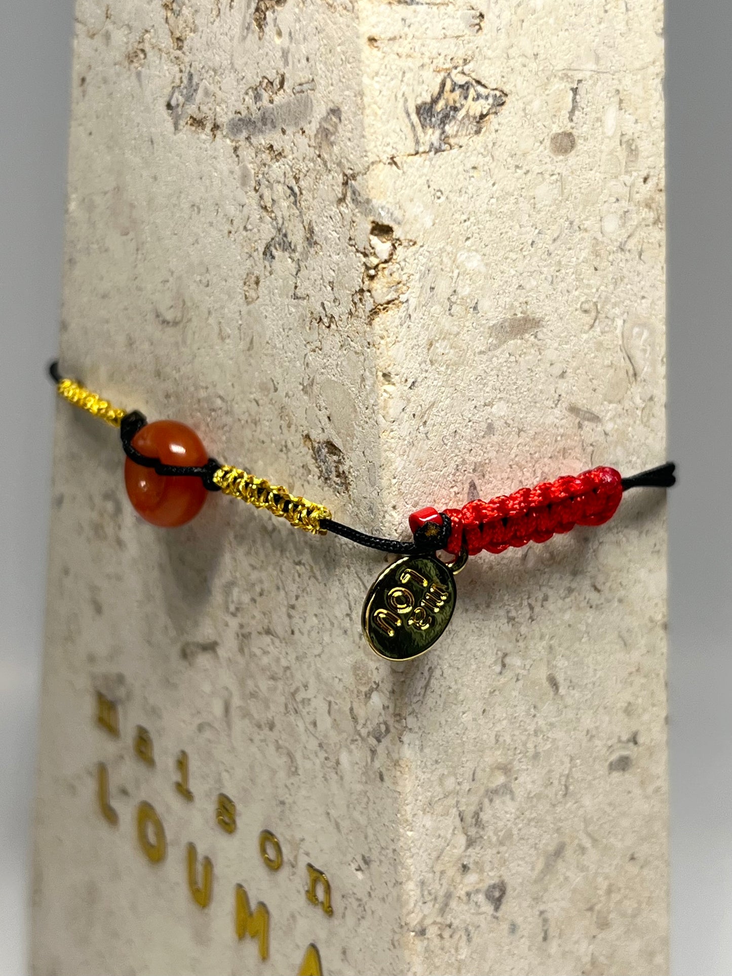 | History | Bracelet - Red jade mini donut -