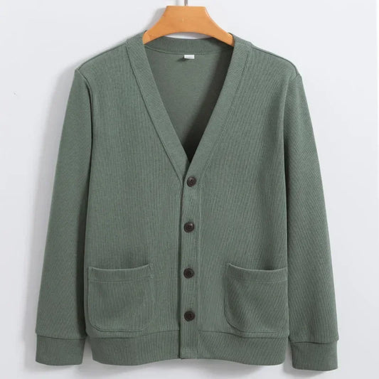 Cardigan Col en V Boutonné Polyvalent pour Femme