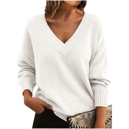 Pull Col en V Maille Fine pour Femme