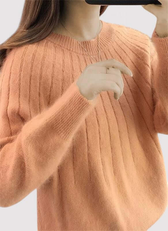 Pull Col Montant Coupe Ajustée pour Femme