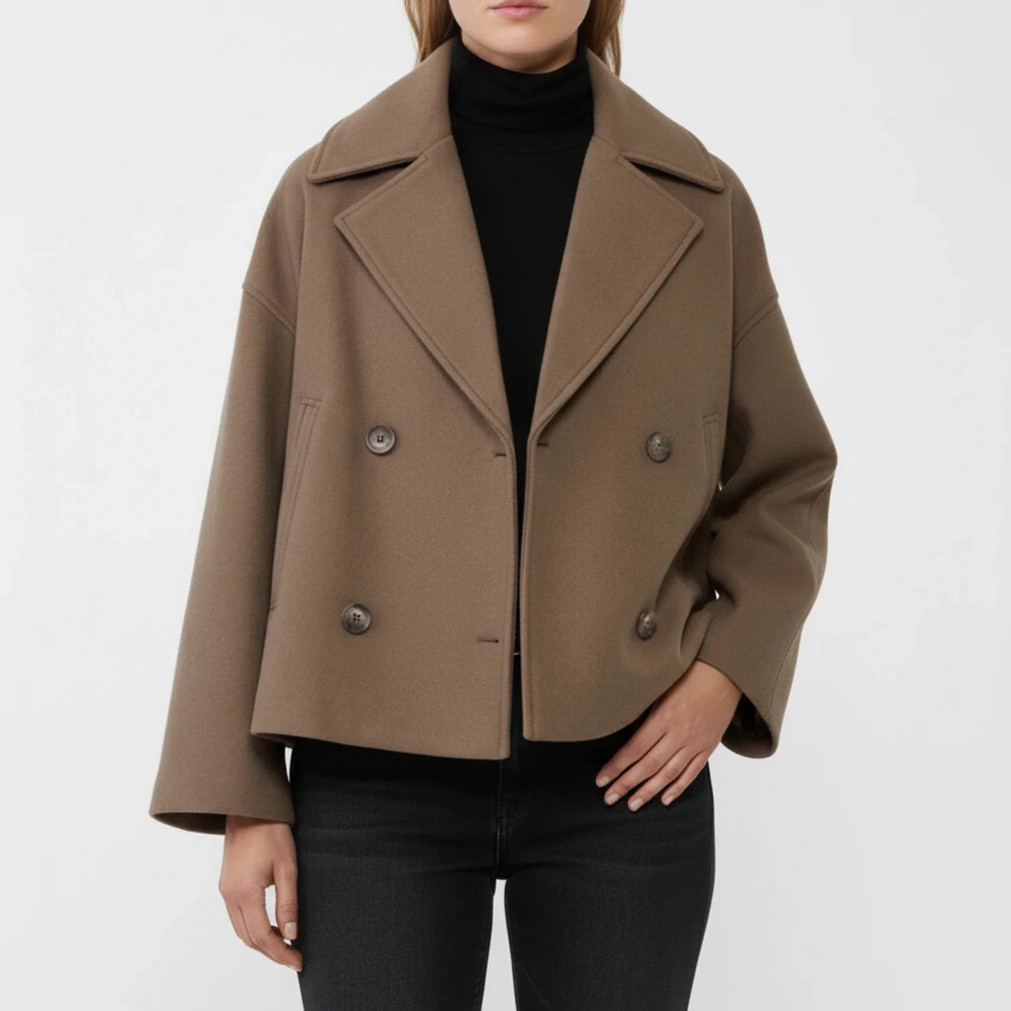 Caban Court Oversize Double Boutonnage pour Femme
