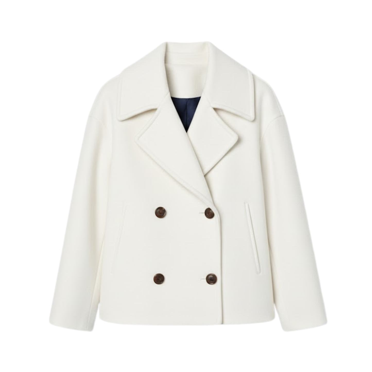 Manteau en Laine Double Boutonnage Design Simple pour Femme