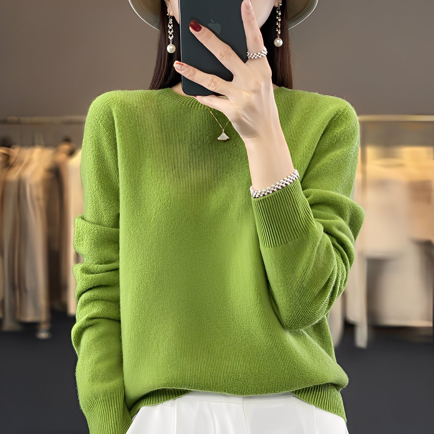 Pull Col Rond Coupe Sophistiquée pour Femme