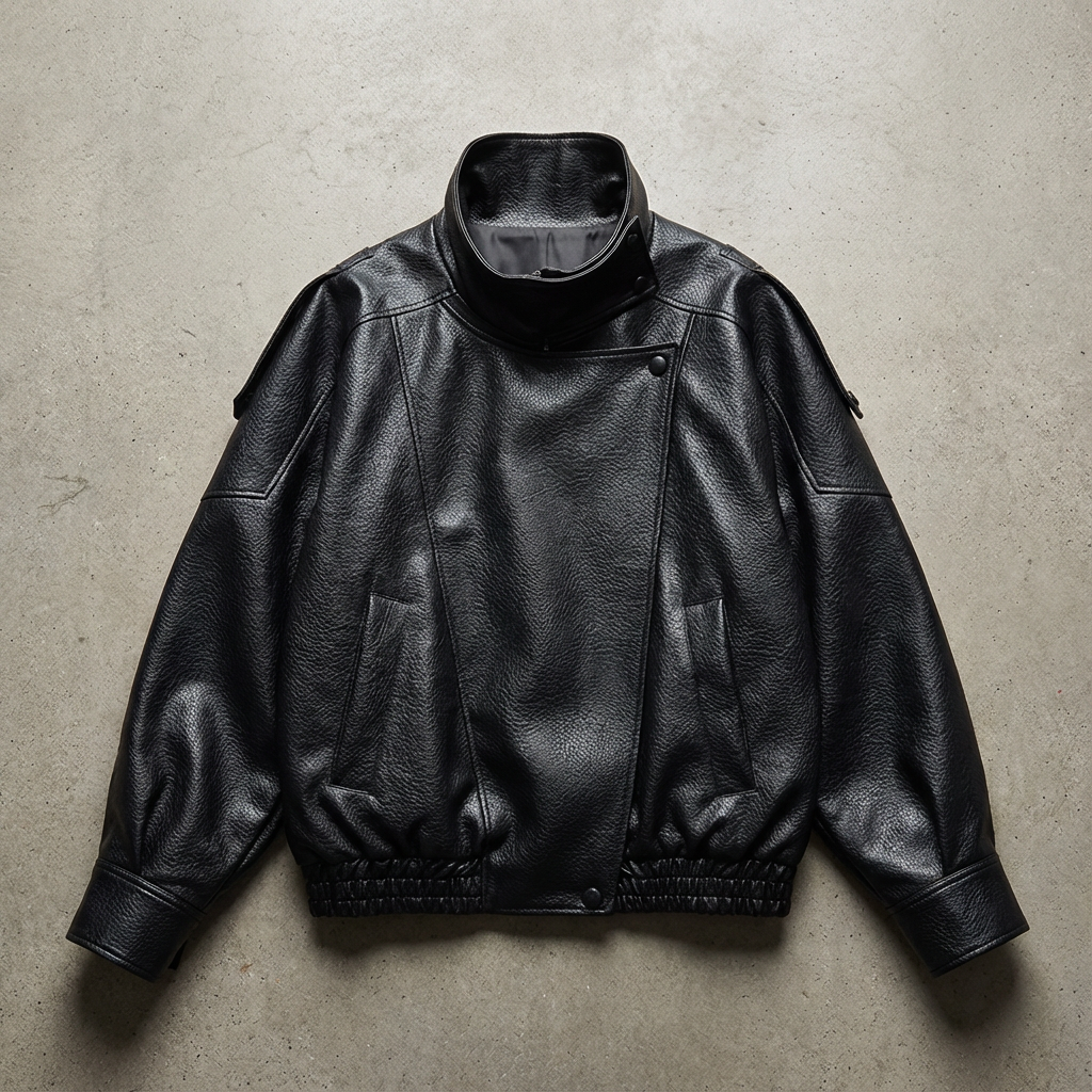 Veste en Similicuir Style Motard Manches Longues pour Femme