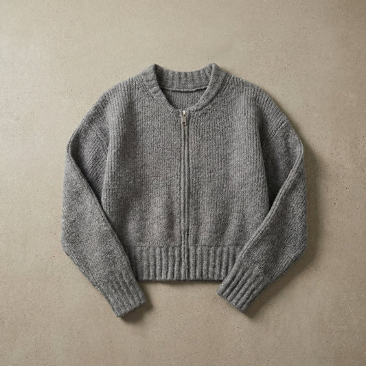 Veste-Pull en Coton Col Rond Coupe Ajustée pour Femme