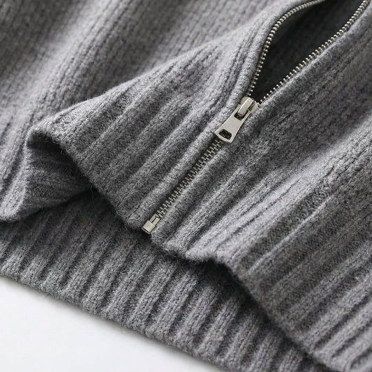 Veste-Pull en Coton Col Rond Coupe Ajustée pour Femme