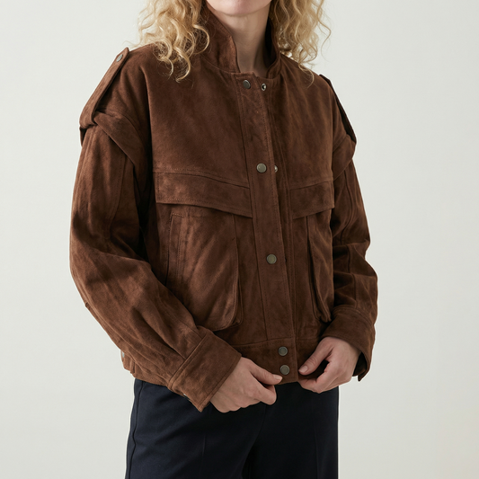 Veste en Suédine Poches Spacieuses pour Femme