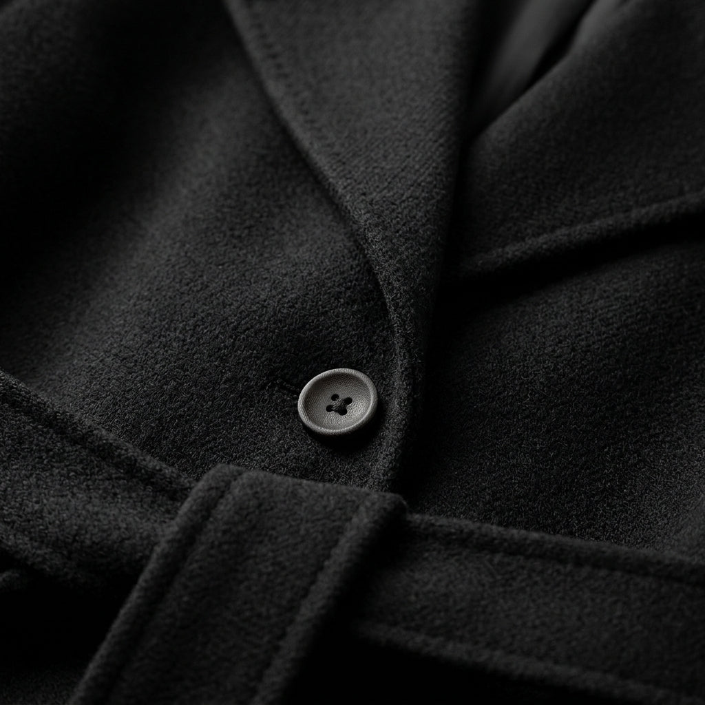 Manteau en Laine Ceinturé Col Cranté pour Femme