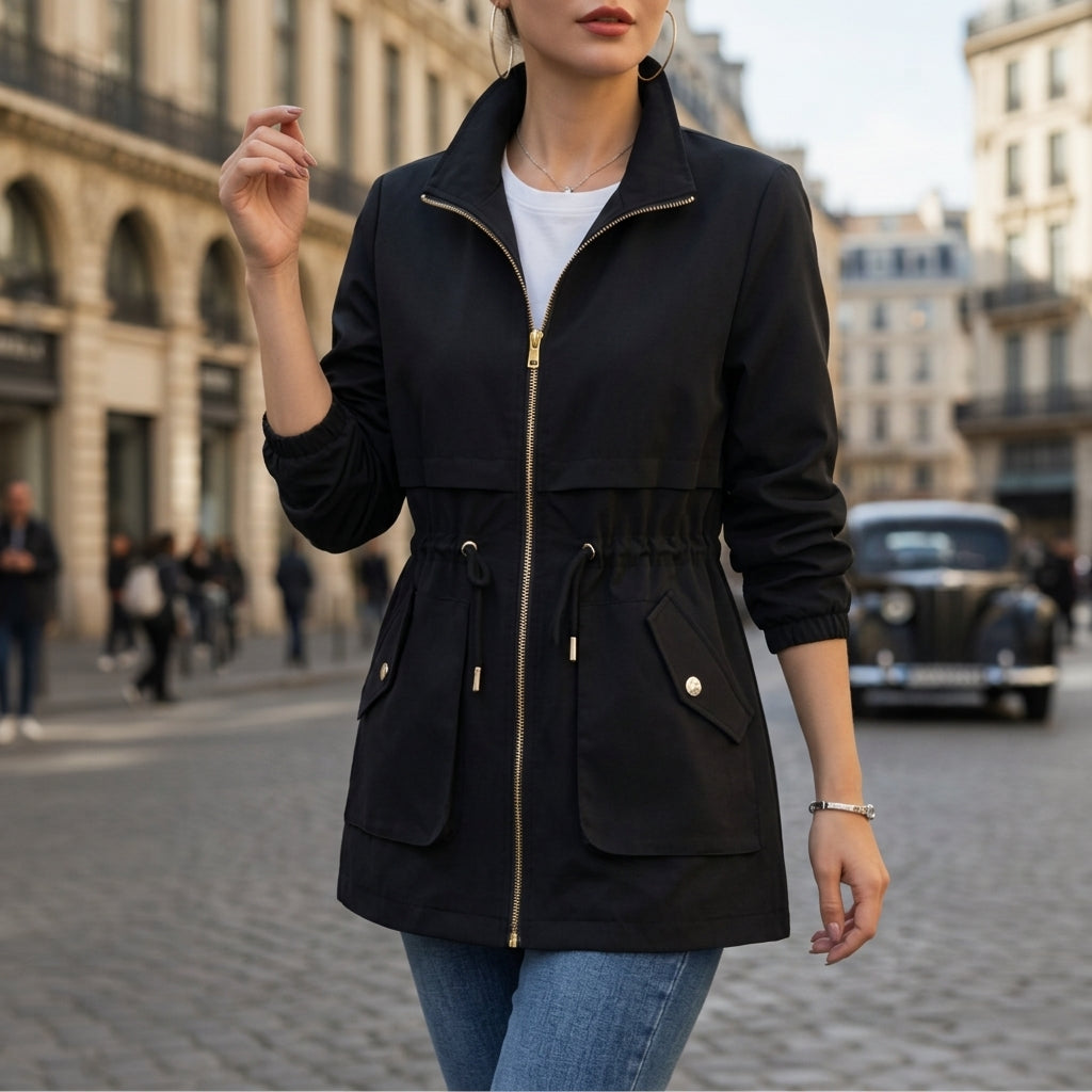 Veste Zippée Taille à Cordon pour Femme