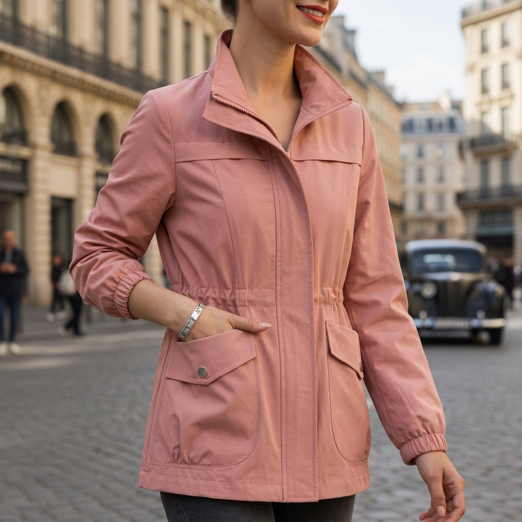 Veste Zippée Taille à Cordon pour Femme