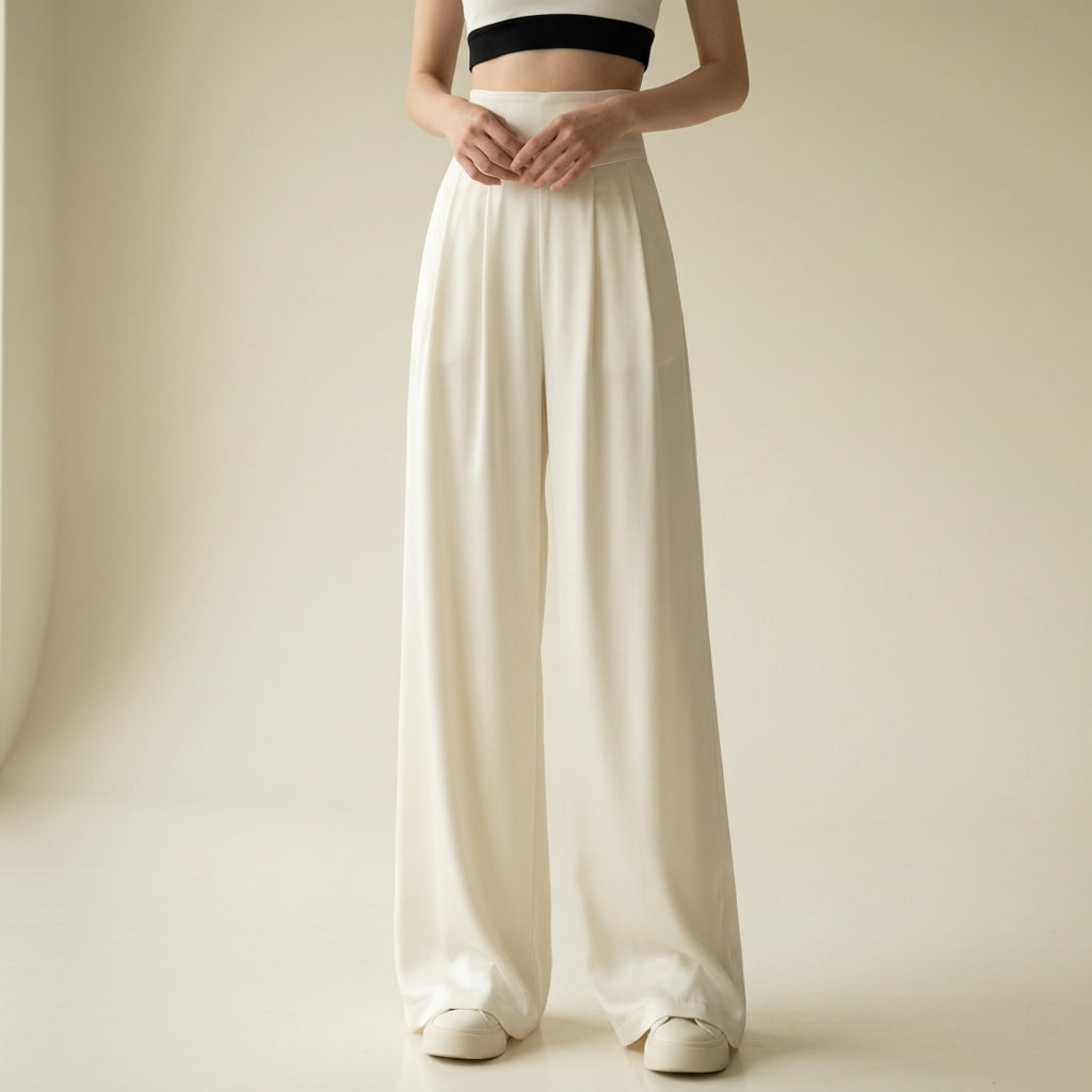 Pantalon Taille Haute Coupe Tailleur pour Femme