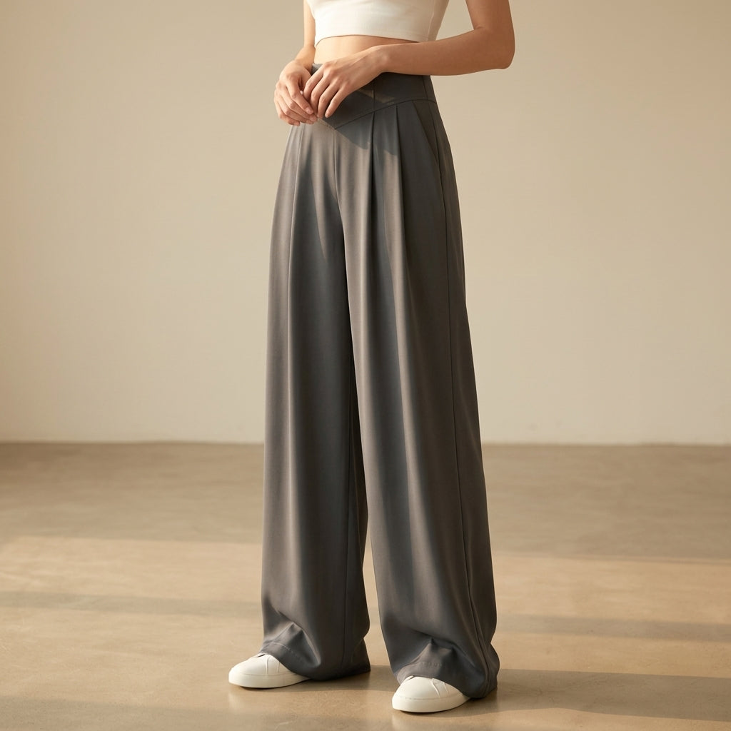 Pantalon Taille Haute Coupe Tailleur pour Femme