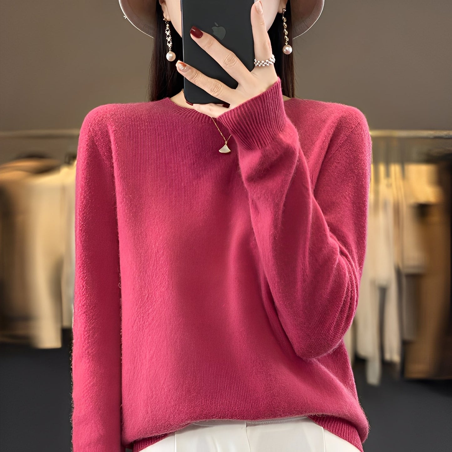 Pull Col Rond Coupe Sophistiquée pour Femme