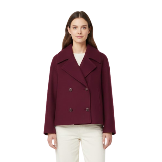 Manteau en Laine Double Boutonnage Design Simple pour Femme