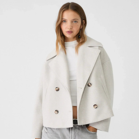 Manteau Court Double Boutonnage pour Femme