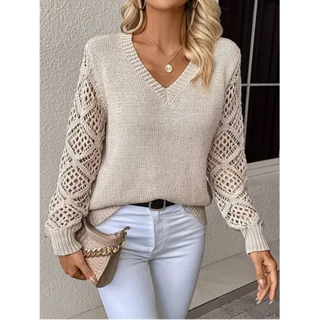 Pull Col en V Manches Longues pour Femme