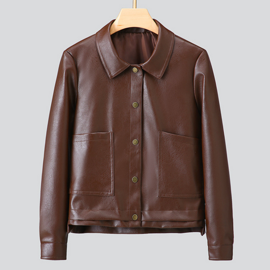 Veste en Similicuir Col Boutonné pour Femme