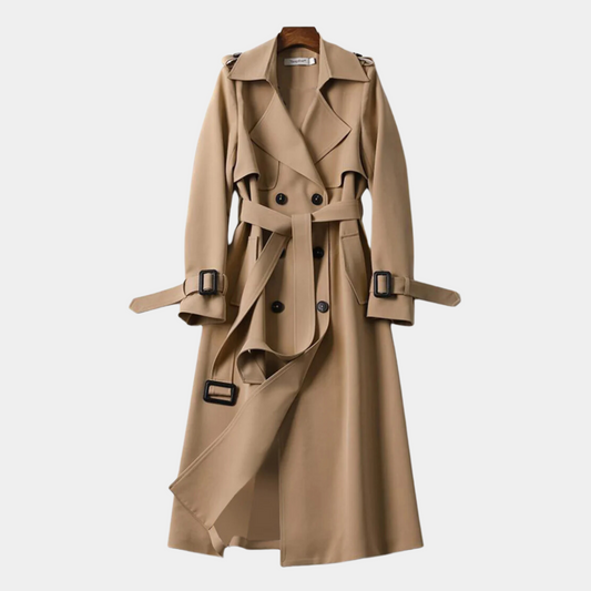 Trench-Coat Long Matériaux Premium pour Femme