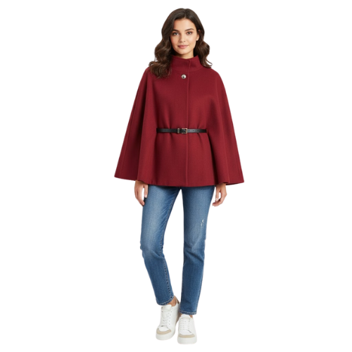 Manteau Cape Manches Chauve-Souris Ceinturé pour Femme