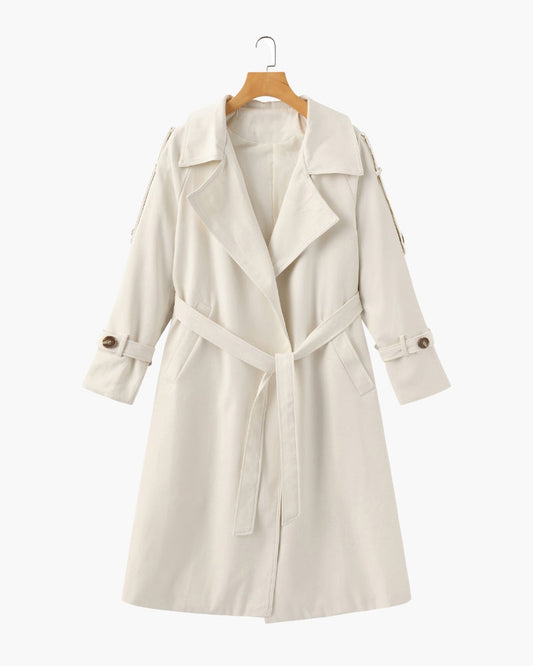 Trench-Coat Revers Larges Ceinture Amovible pour Femme