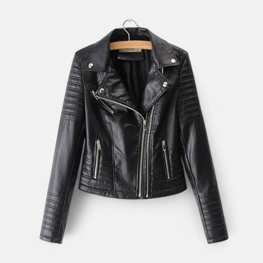 Veste en Cuir Véritable Design Biker pour Femme