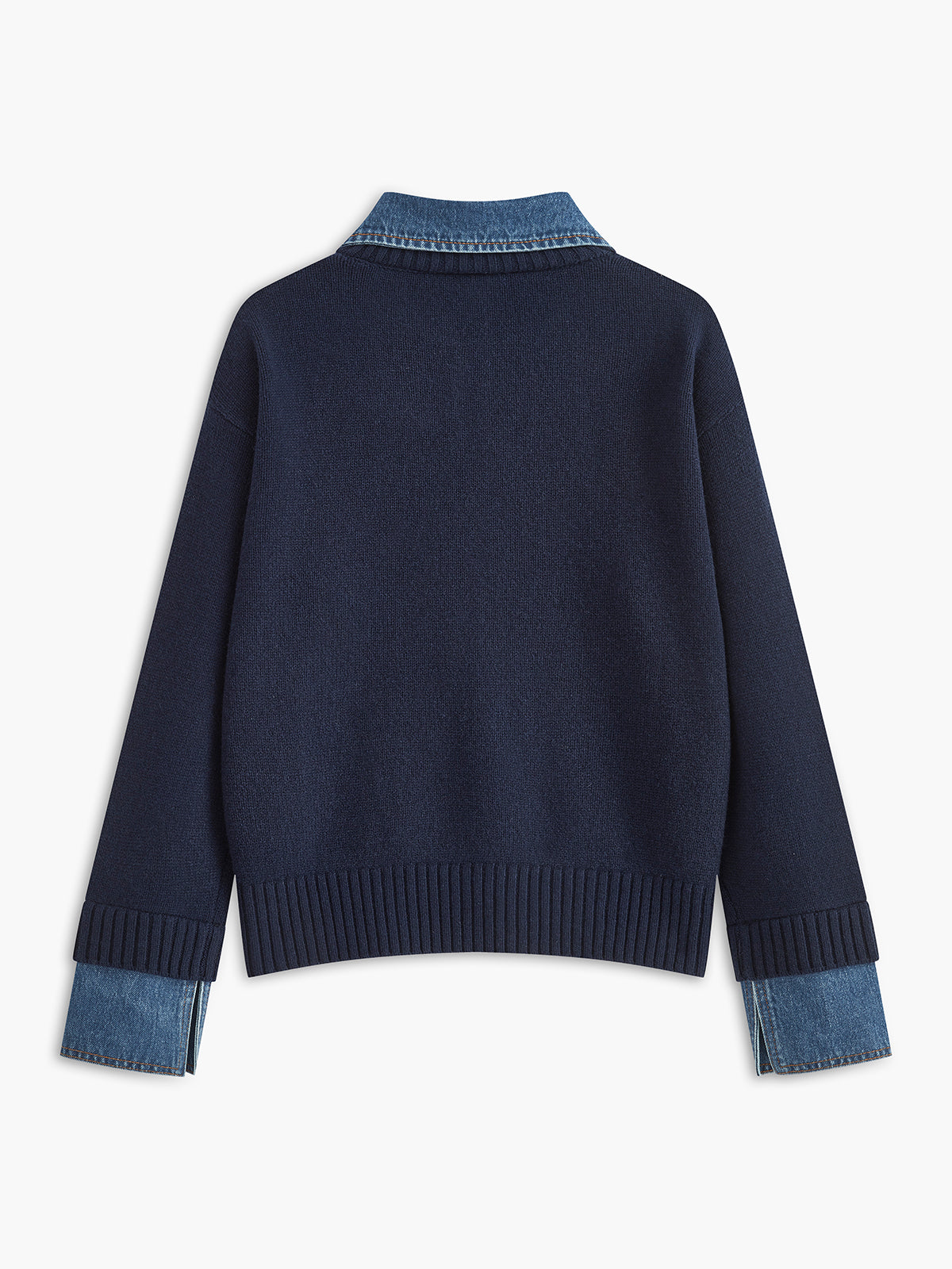 Pull Bicolore Col Revers Boutonné pour Femme