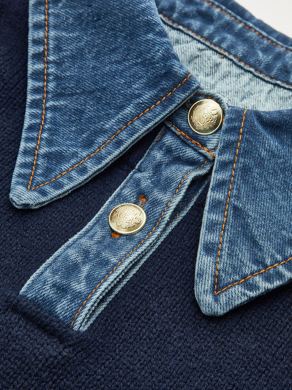 Pull Bicolore Col Revers Boutonné pour Femme