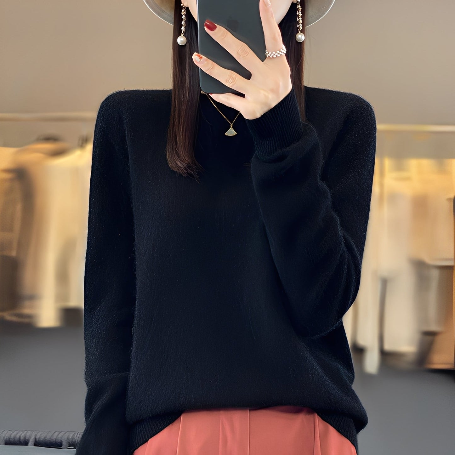 Pull Col Rond Coupe Sophistiquée pour Femme