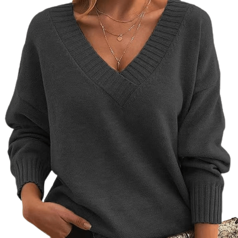 Pull Col en V Maille Fine pour Femme