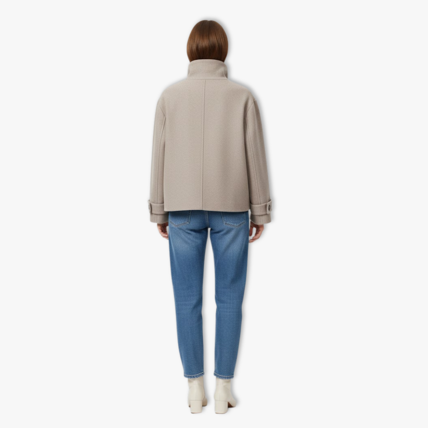 Manteau Ample Col Montant Détail Boucle pour Femme