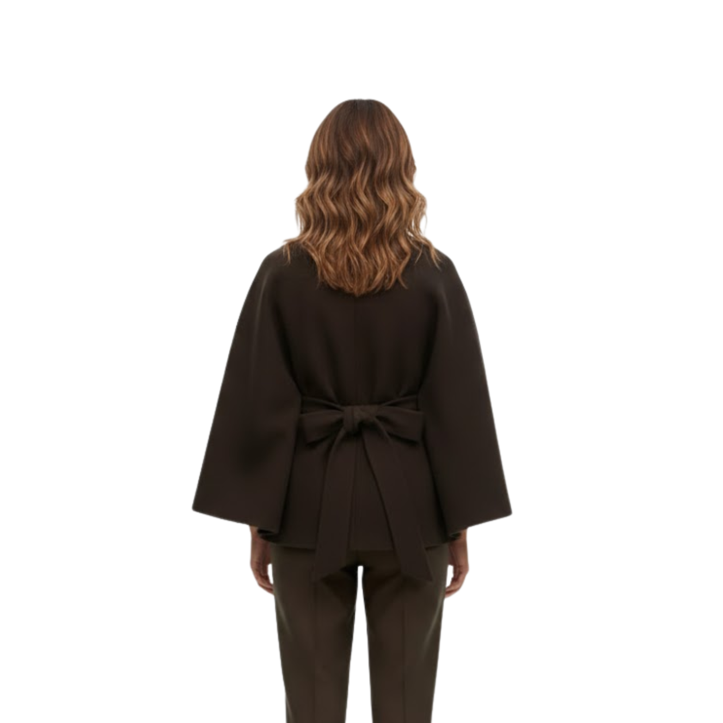 Manteau Cape Structuré Col Montant Ceinturé pour Femme