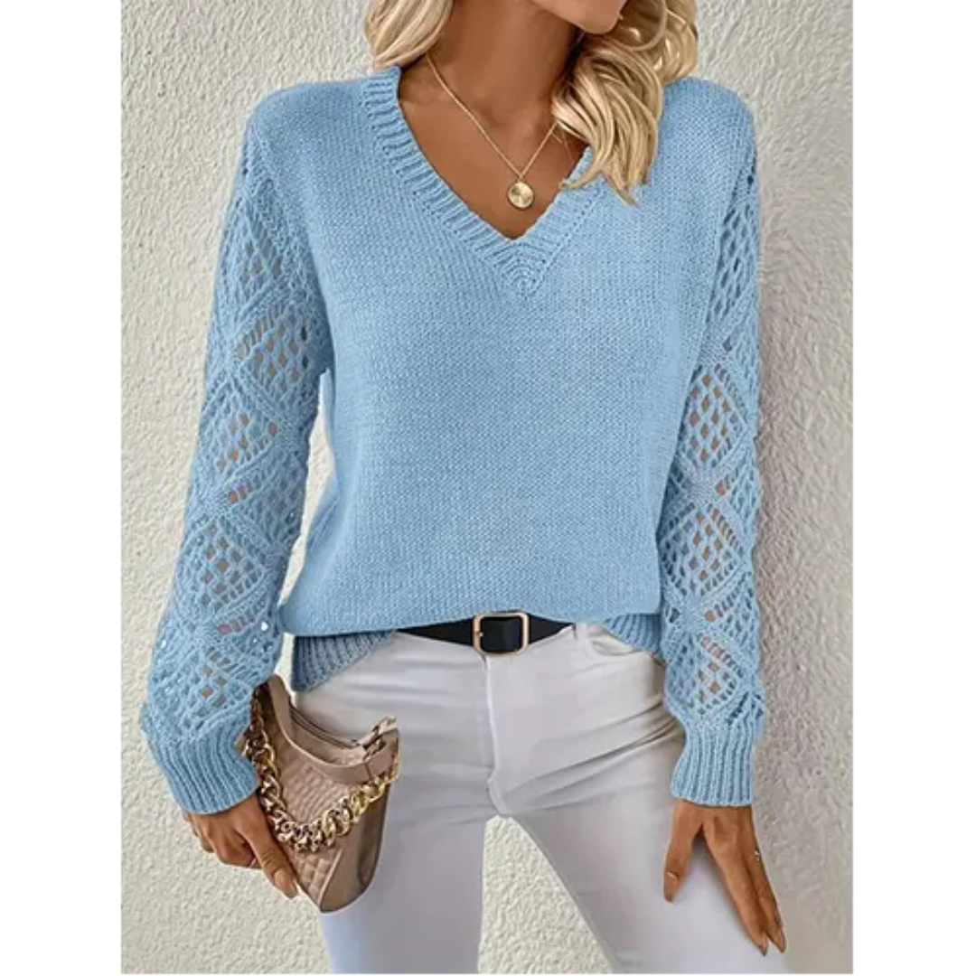 Pull Col en V Manches Longues pour Femme