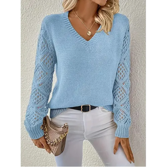 Pull Col en V Manches Longues pour Femme