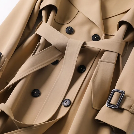 Trench-Coat Long Matériaux Premium pour Femme