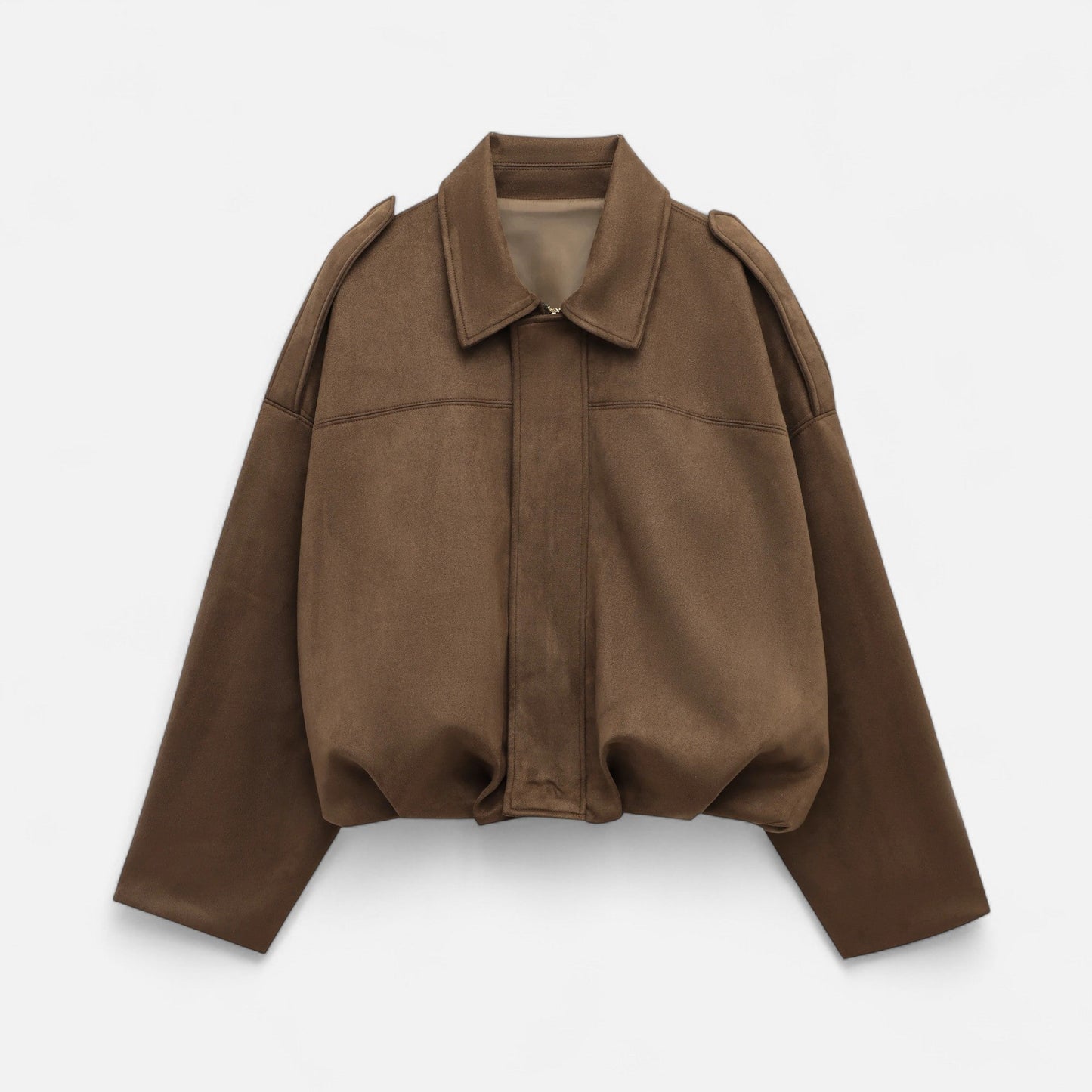 Blouson en Suédine Col Revers Zippé pour Femme