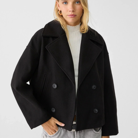 Manteau Court Double Boutonnage pour Femme