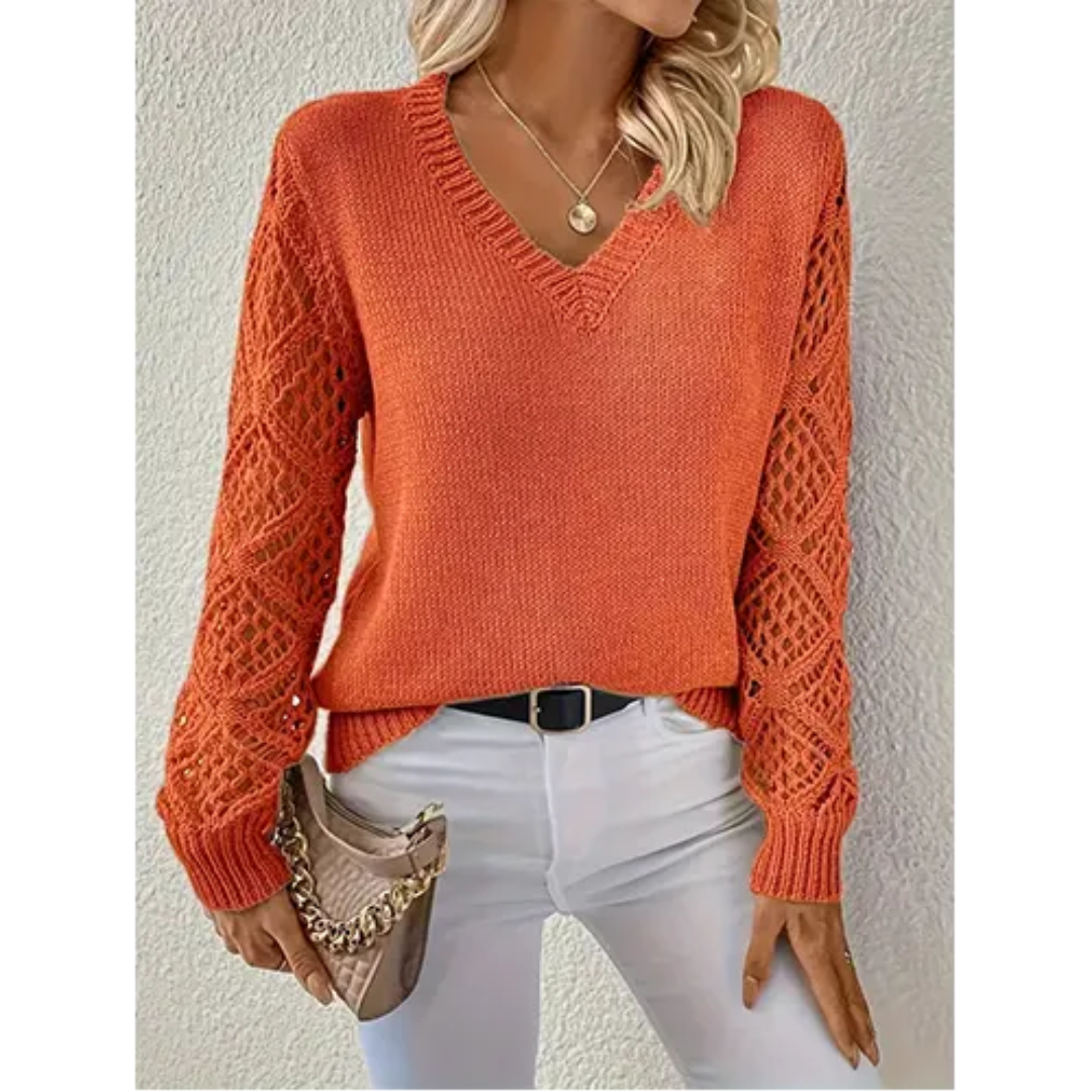 Pull Col en V Manches Longues pour Femme