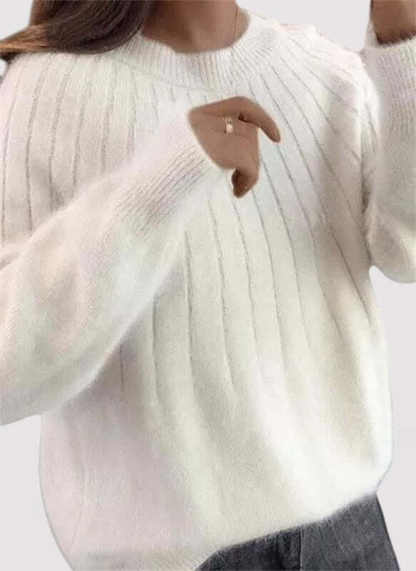 Pull Col Montant Coupe Ajustée pour Femme