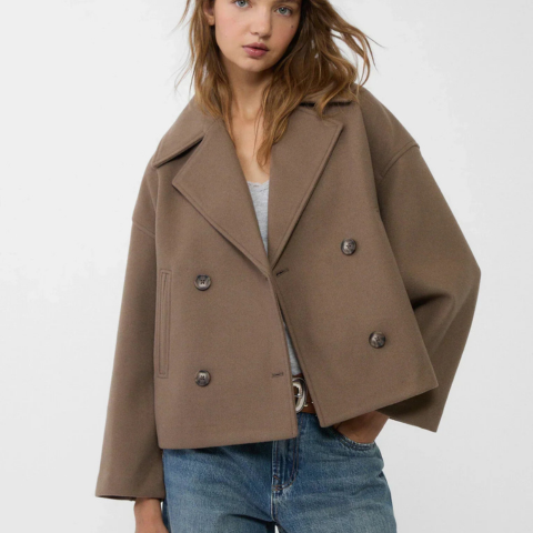 Manteau Court Double Boutonnage pour Femme