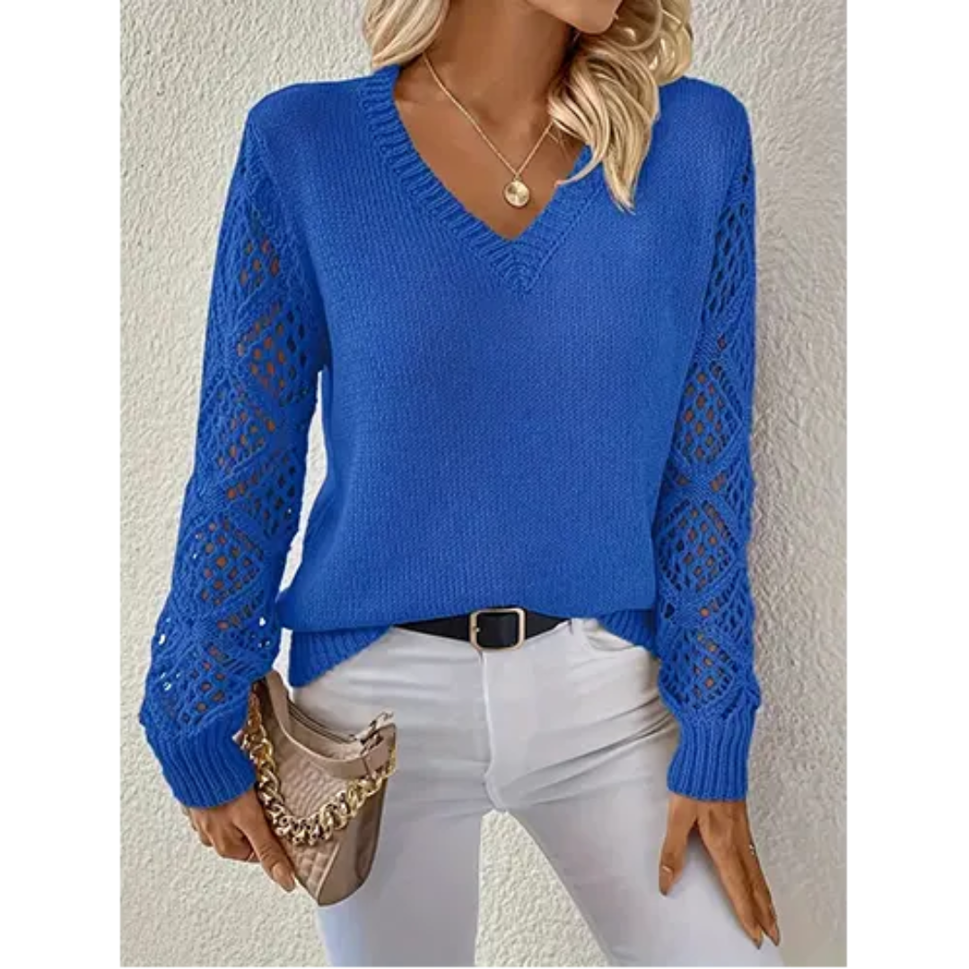 Pull Col en V Manches Longues pour Femme