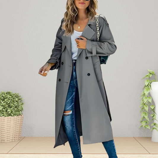Trench-Coat Mi-Saison Col Rabattu pour Femme